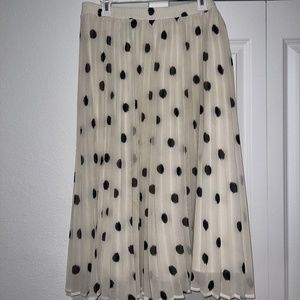 Target Cream Polka Dot Pleated Midi Skirt